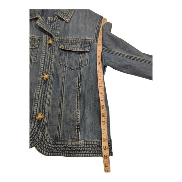 Coldwater Creek Denim LightWash Short Waisted Jacket Chest Pockets Large - Picture 10 of 15